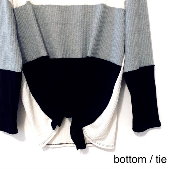 NWT bibi Flattering Waffle Tie Front Color Block - Picture 2 of 5